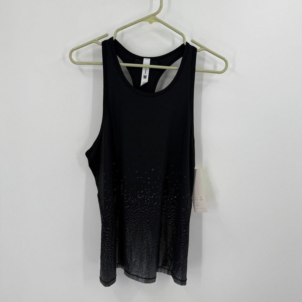 All in Motion Womens Black Ombre Sparkle Racerback Tank Top Athletic Size M